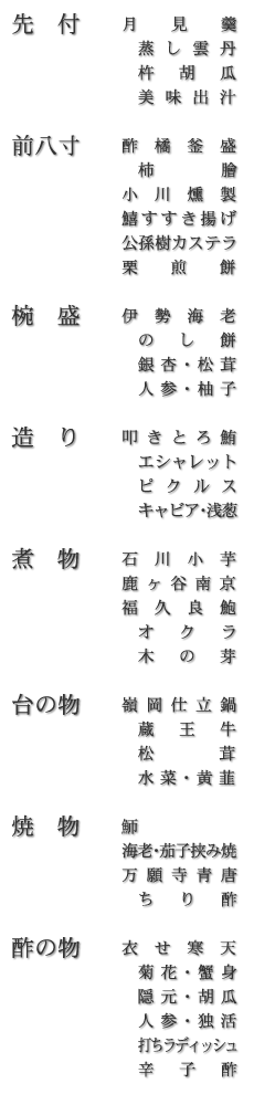 お品書き