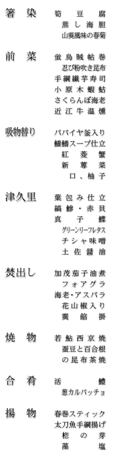 お品書き