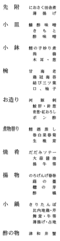 お品書き