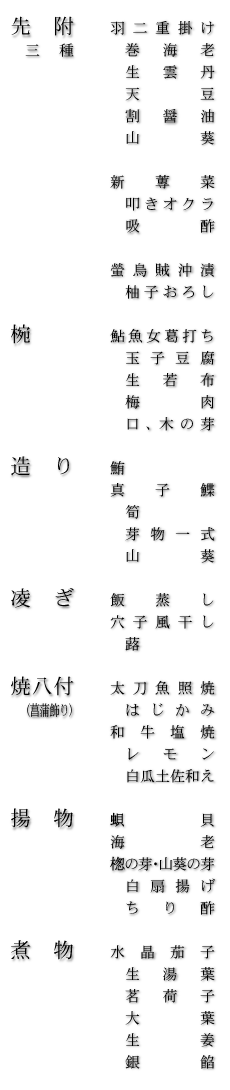 お品書き