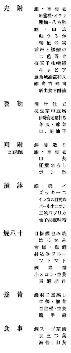 お品書き