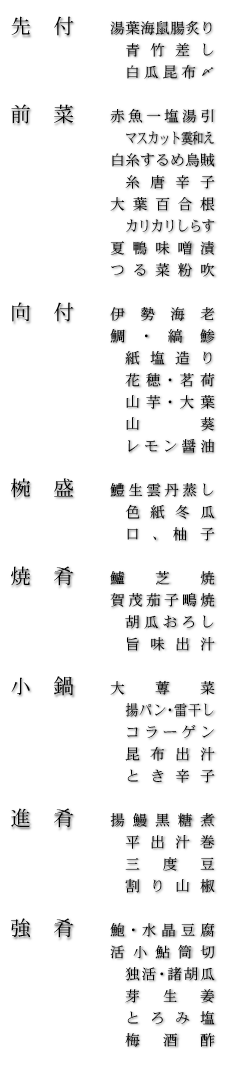 お品書き