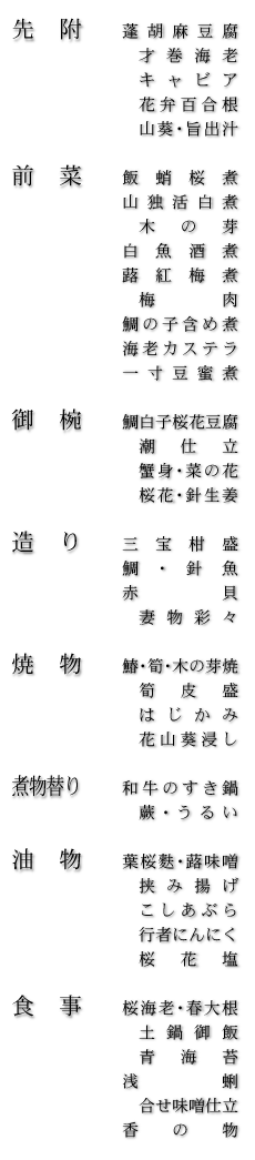 お品書き