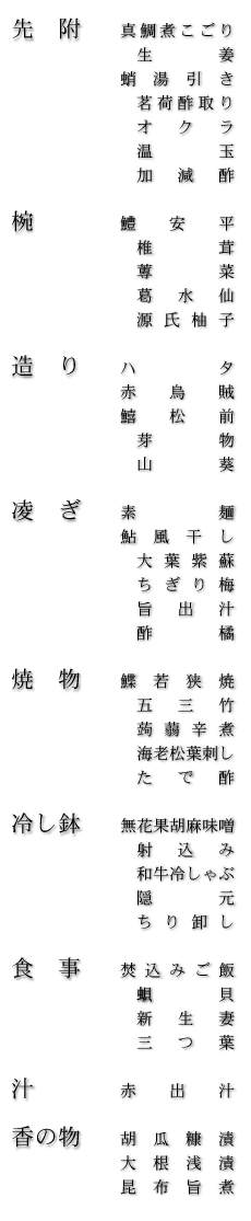 お品書き