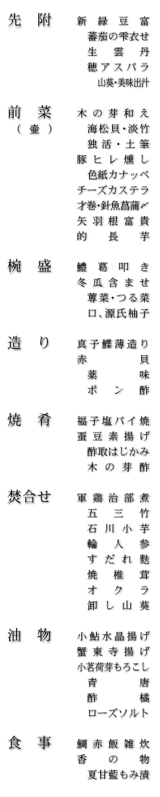 お品書き