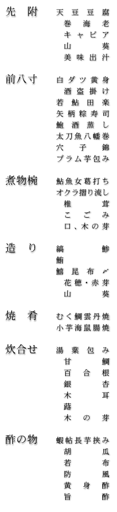 お品書き