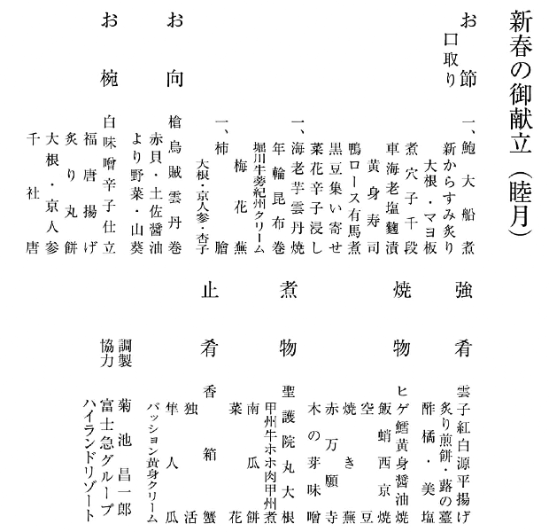 新春の御献立（睦月）